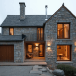 Chalet unifamiliar de obra nueva con fachada en piedra en Jaca, Pirineo Aragonés